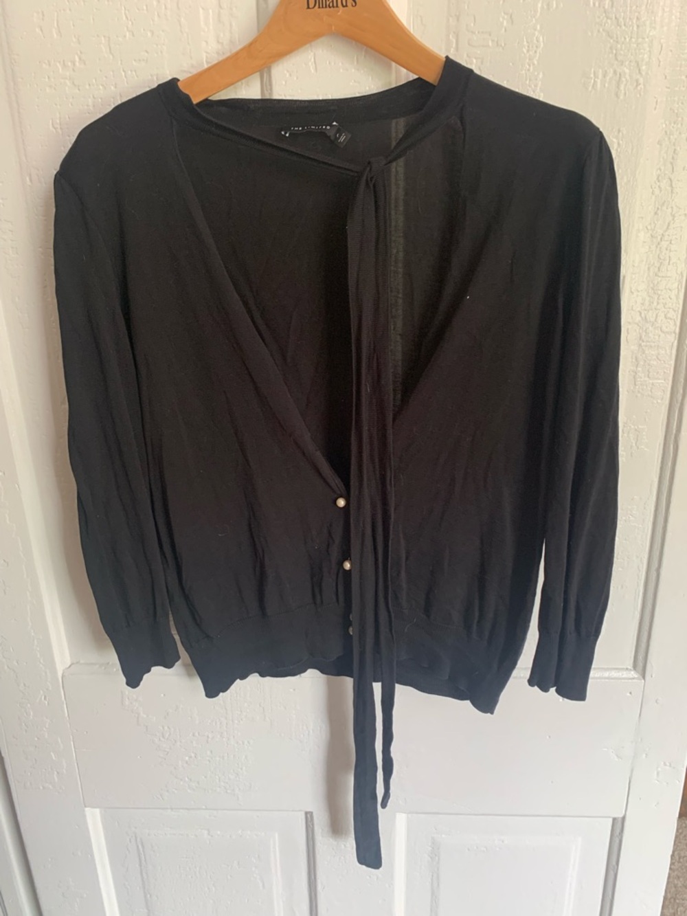 The Limited 100% Silk Cardigan with Neck Tie and Pearl Buttons XL